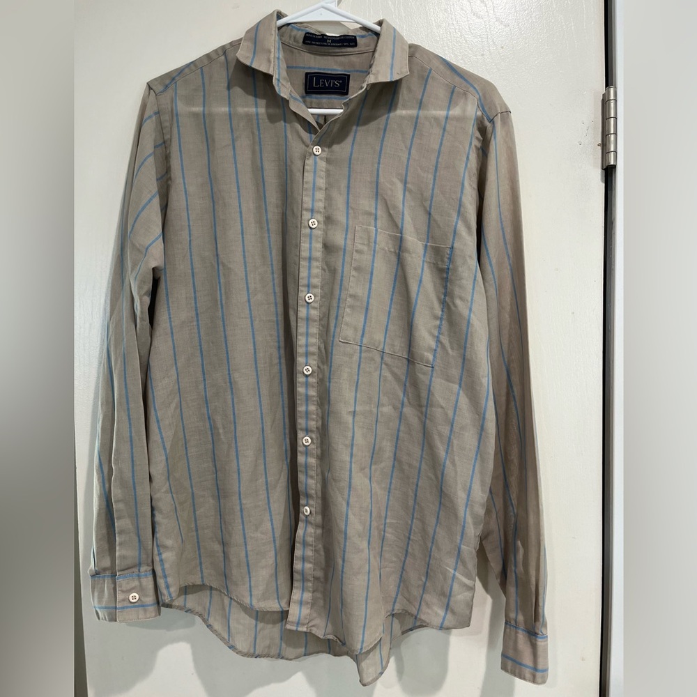 Vintage Levi’s gray blue striped long sleeve button up shirt 80’s